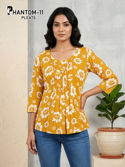 Phantom Pleats Premnath Rayon Stylish Short Tops Wholesale