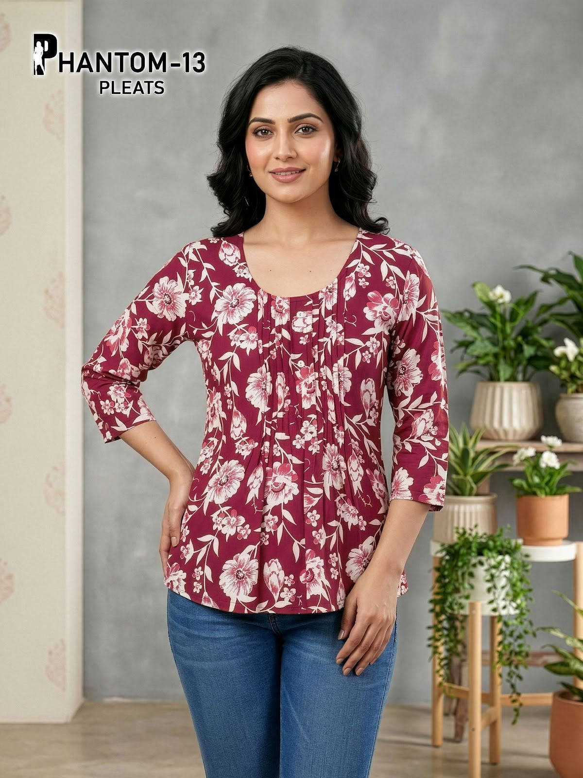 Phantom Pleats Premnath Rayon Stylish Short Tops Wholesale