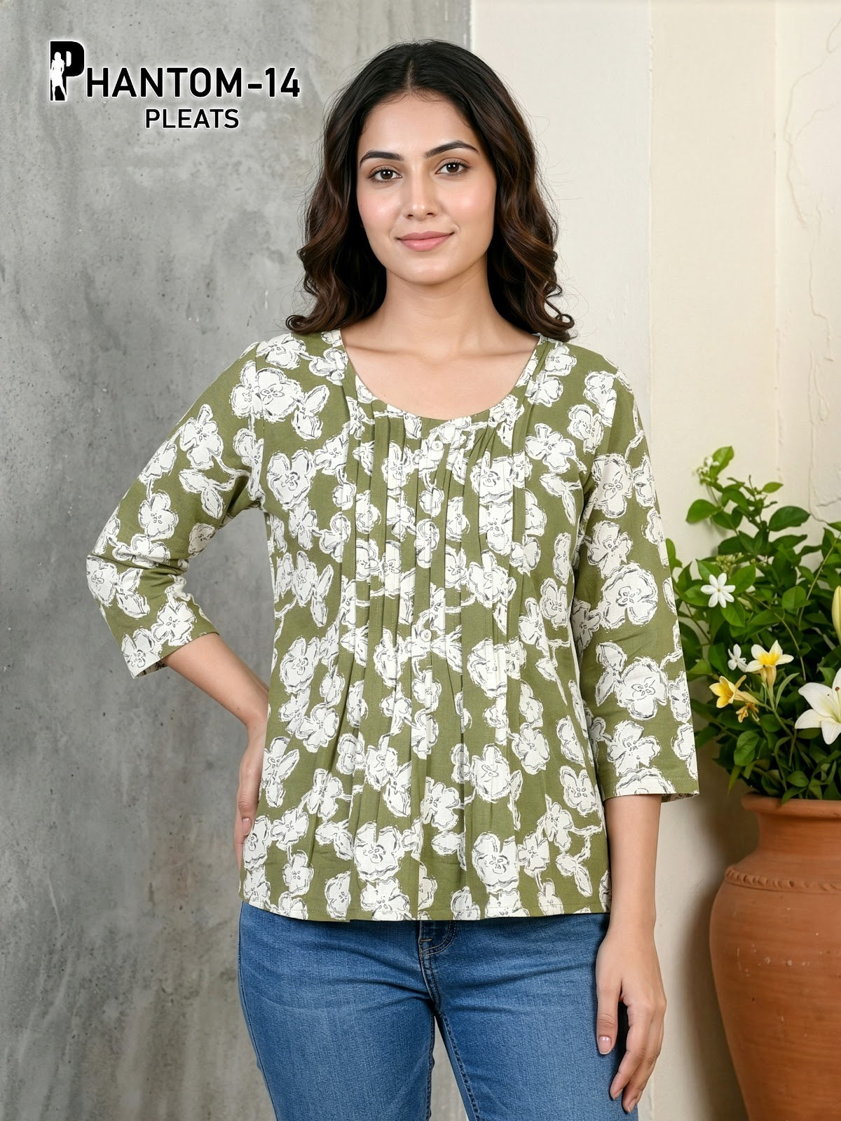 Phantom Pleats Premnath Rayon Stylish Short Tops Wholesale