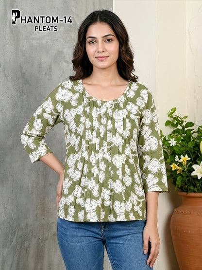 Phantom Pleats Premnath Rayon Stylish Short Tops Wholesale