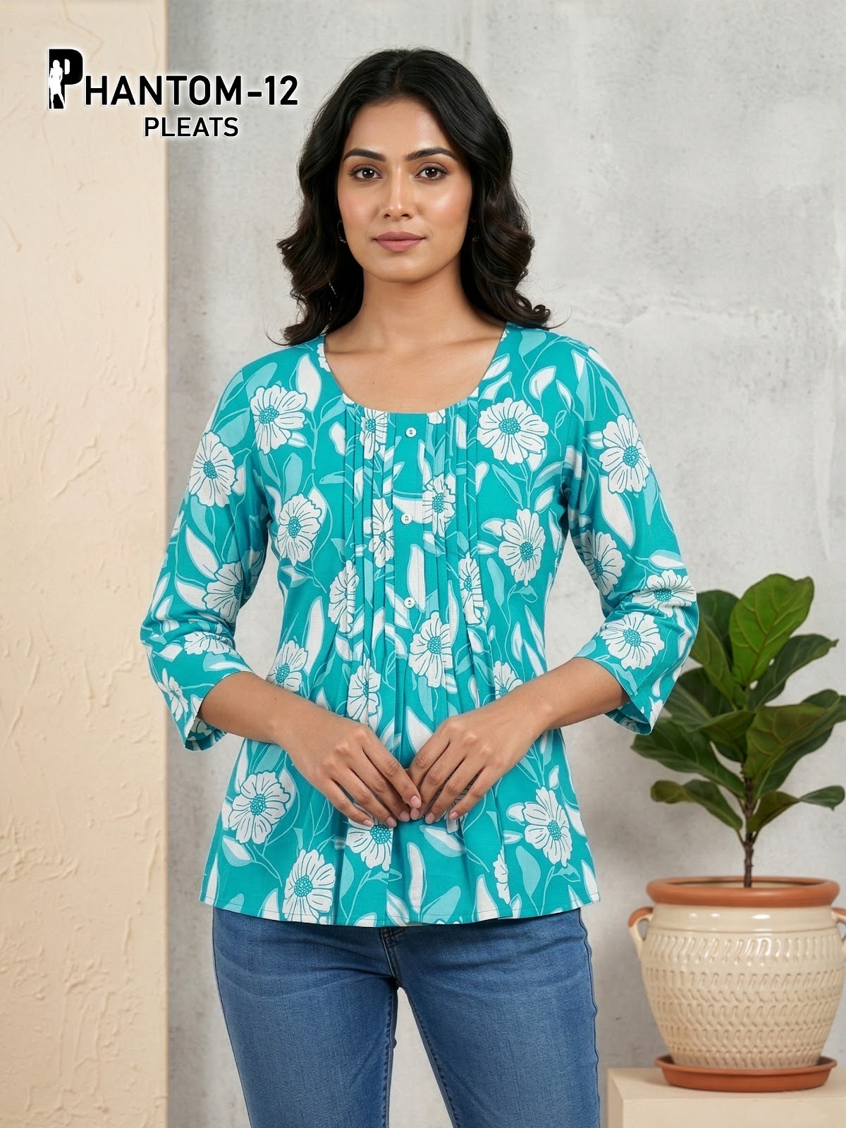 Phantom Pleats Premnath Rayon Stylish Short Tops Wholesale