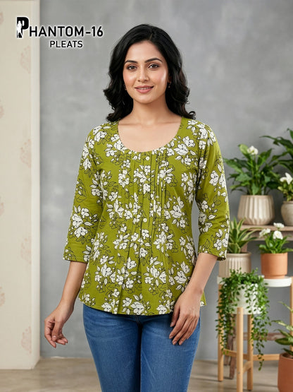 Phantom Pleats Premnath Rayon Stylish Short Tops Wholesale