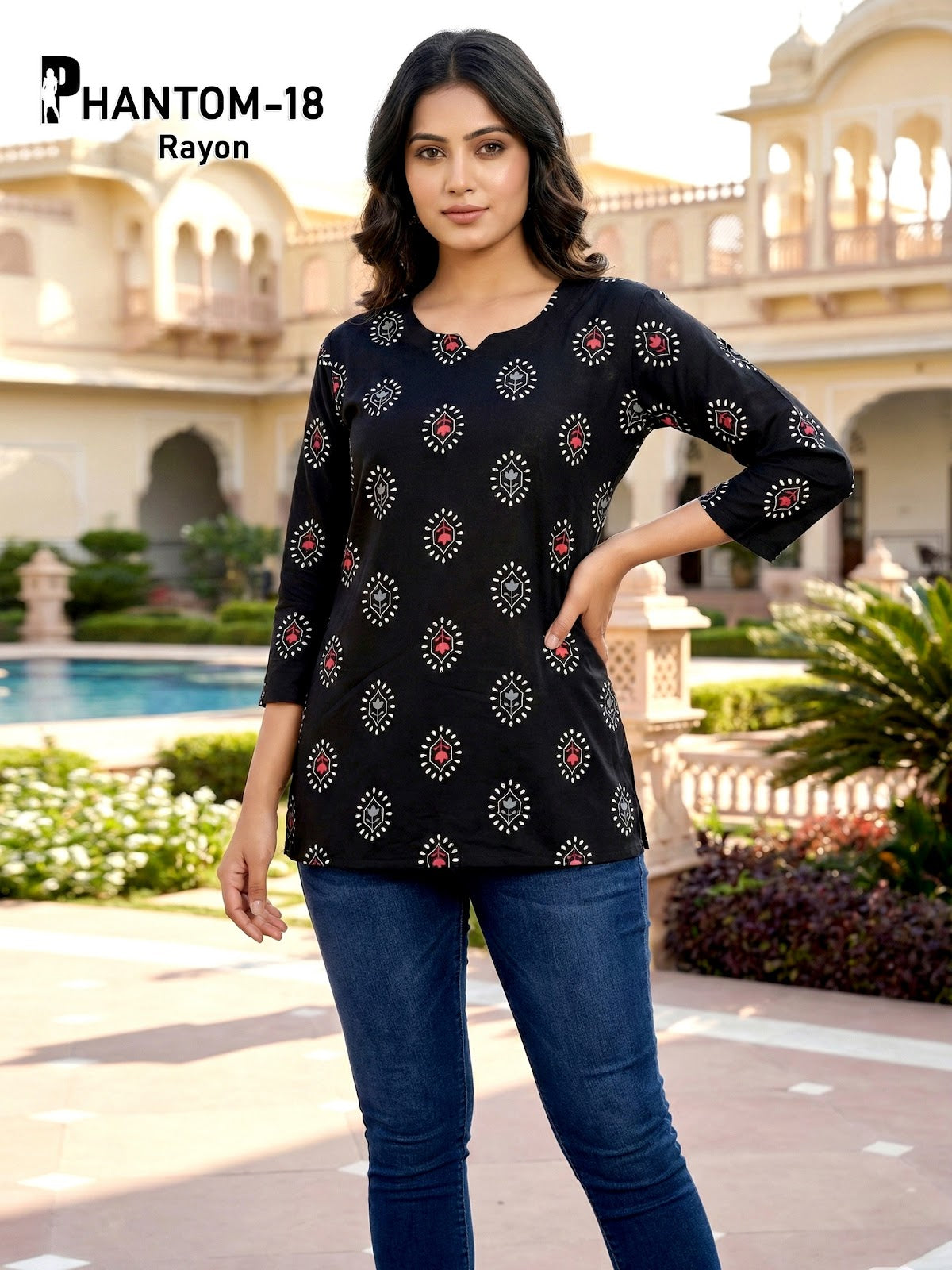 Phantom Rayon Premnath Short Kurtis Exporter India