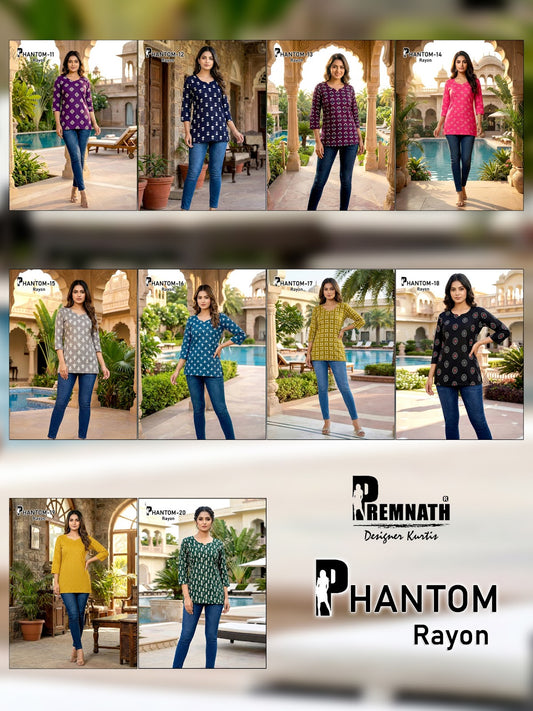 Phantom Rayon Premnath Short Kurtis Exporter India
