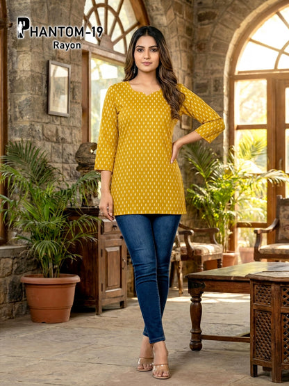 Phantom Rayon Premnath Short Kurtis Exporter India