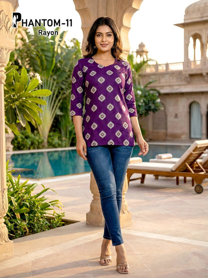 Phantom Rayon Premnath Short Kurtis Exporter India