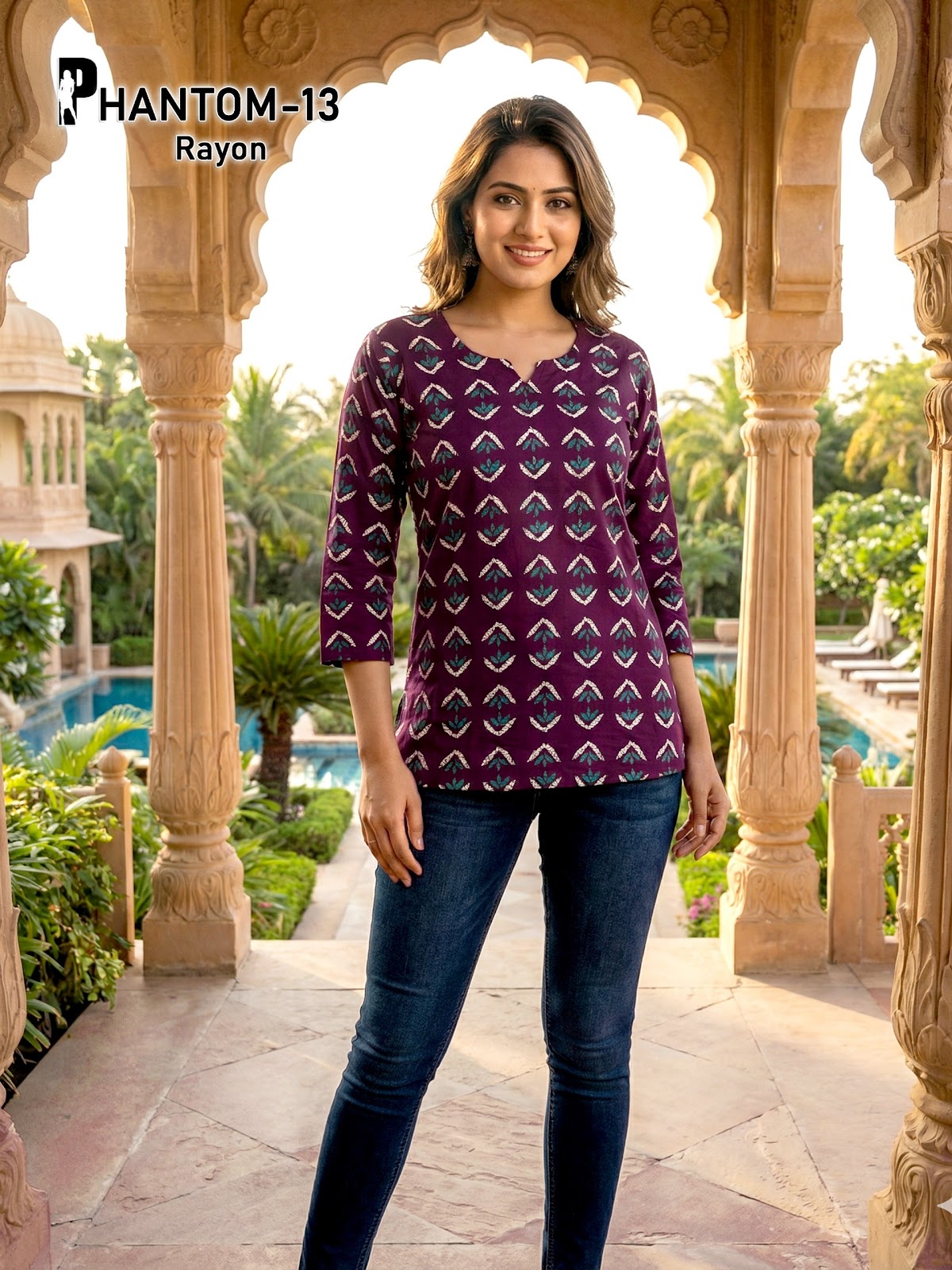 Phantom Rayon Premnath Short Kurtis Exporter India