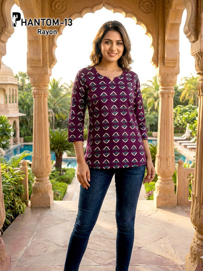 Phantom Rayon Premnath Short Kurtis Exporter India