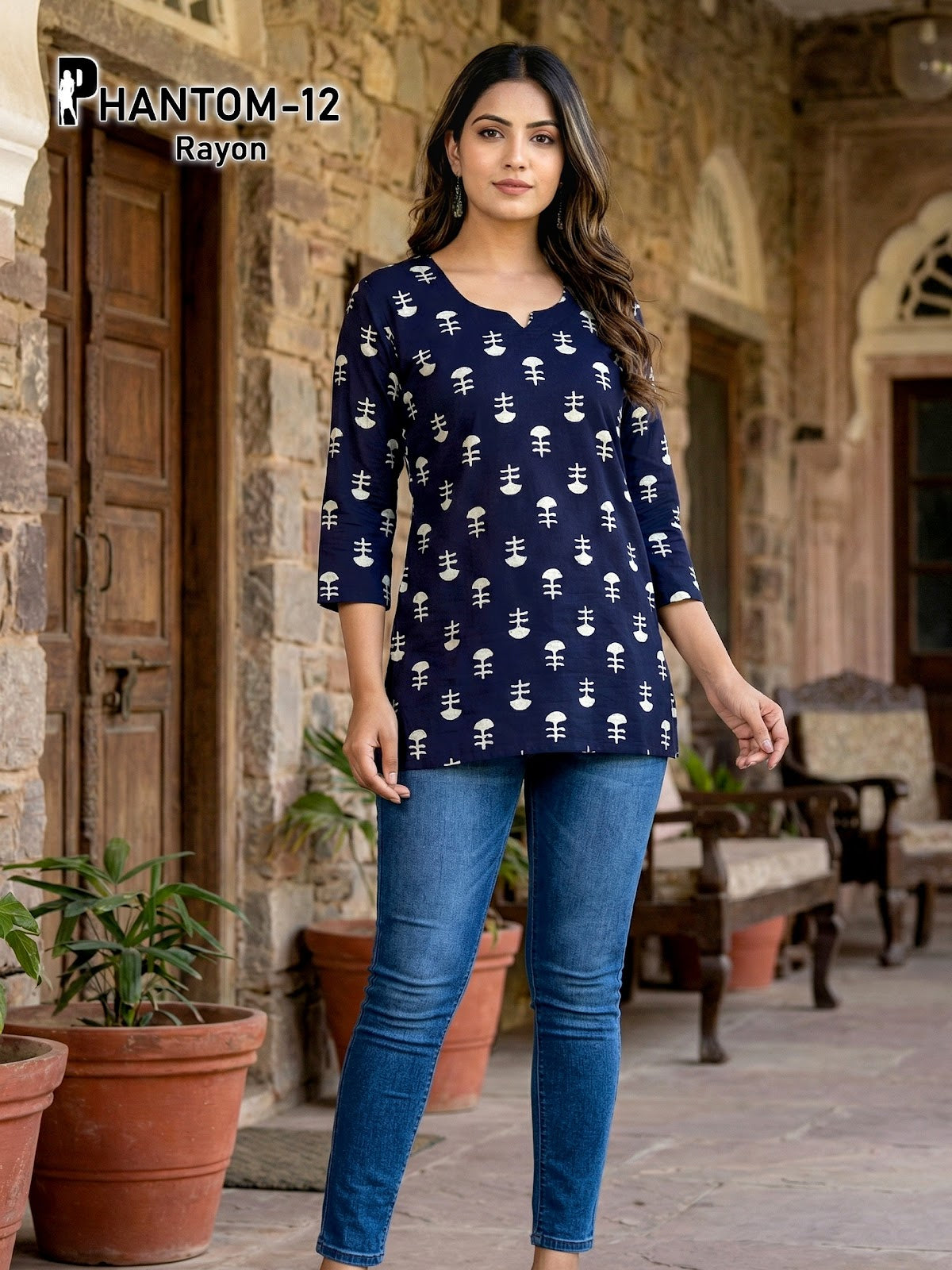 Phantom Rayon Premnath Short Kurtis Exporter India