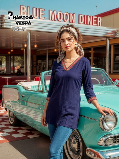 Phantom Vespa Prmnt Rayon Short Kurtis Manufacturer India