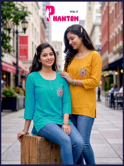 Phantom Vol 7 Prmnt Rayon Short Kurtis Wholesale Price