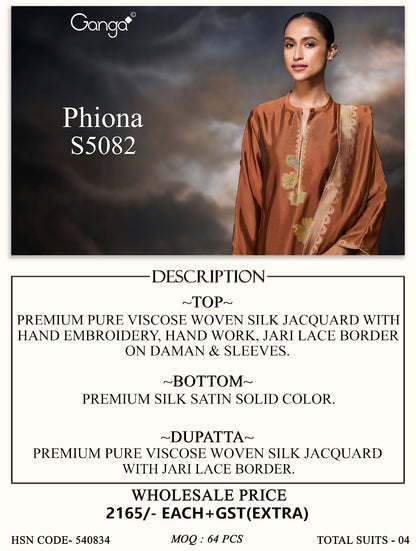 Phiona S5082 Ganga Woven Silk Plazzo Style Suits Wholesale Price