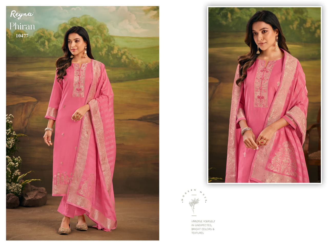 Phiran Reyna Silk Jacquard Pant Style Suits Manufacturer India