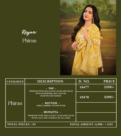 Phiran Reyna Silk Jacquard Pant Style Suits Manufacturer India