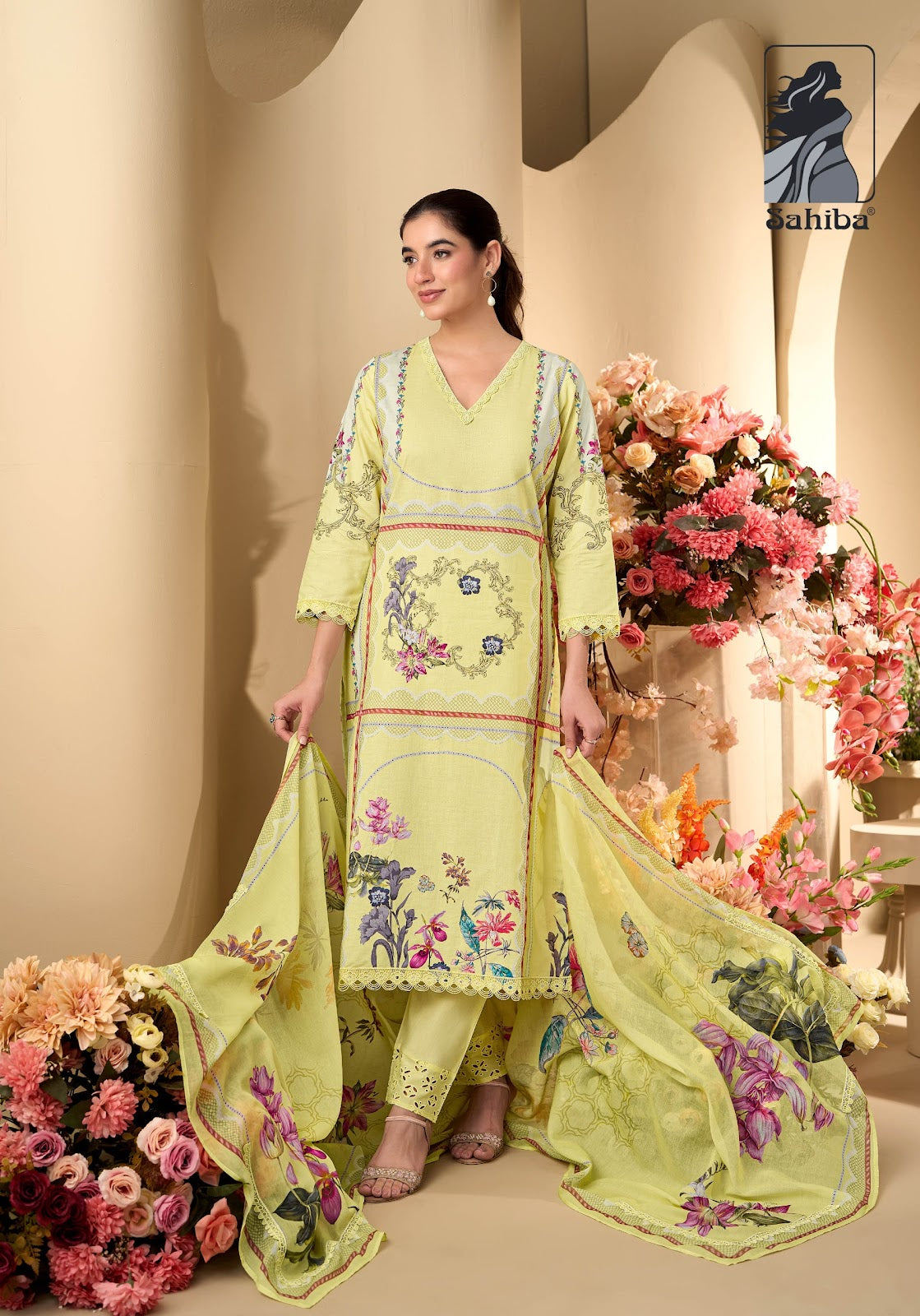Phool Drama Sahiba Cotton Plazzo Style Suits Wholesaler Ahmedabad