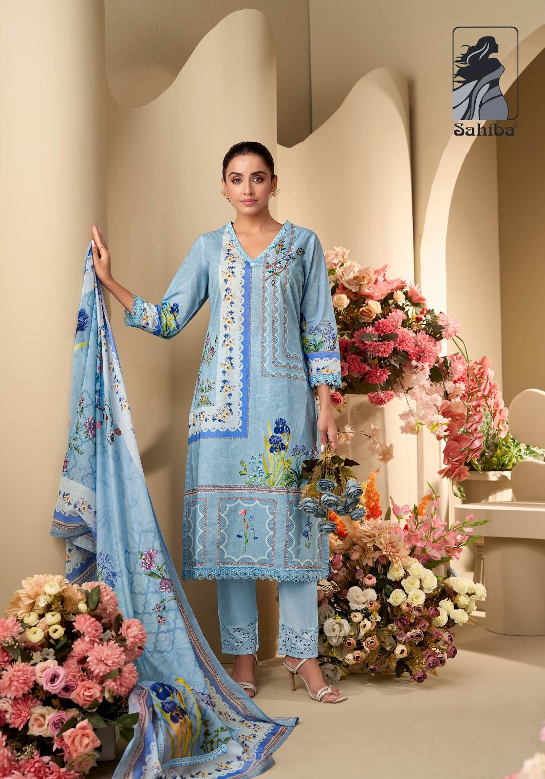 Phool Drama Sahiba Cotton Plazzo Style Suits Wholesaler Ahmedabad