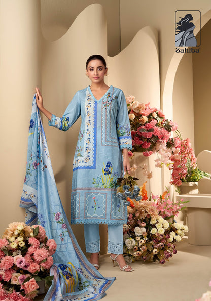Phool Drama Sahiba Cotton Plazzo Style Suits Wholesaler Ahmedabad