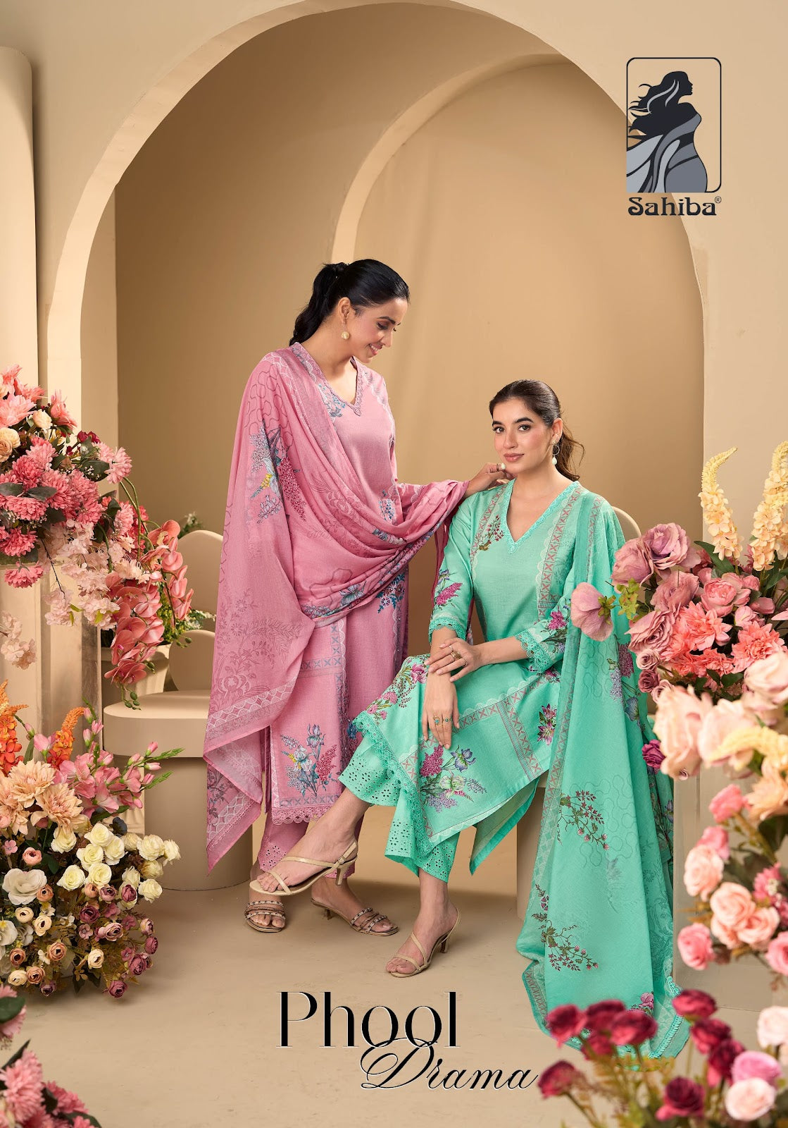 Phool Drama Sahiba Cotton Plazzo Style Suits Wholesaler Ahmedabad
