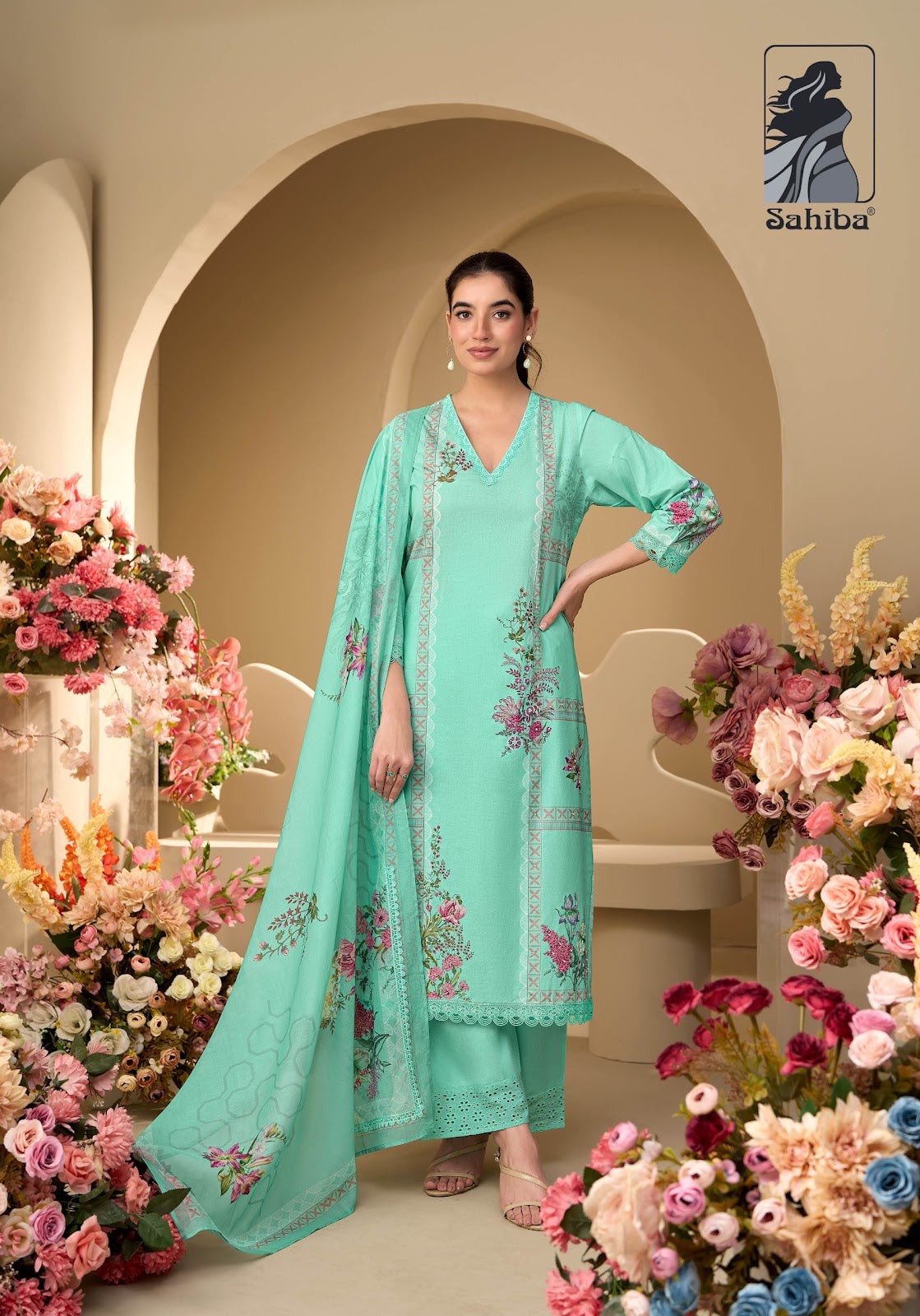 Phool Drama Sahiba Cotton Plazzo Style Suits Wholesaler Ahmedabad