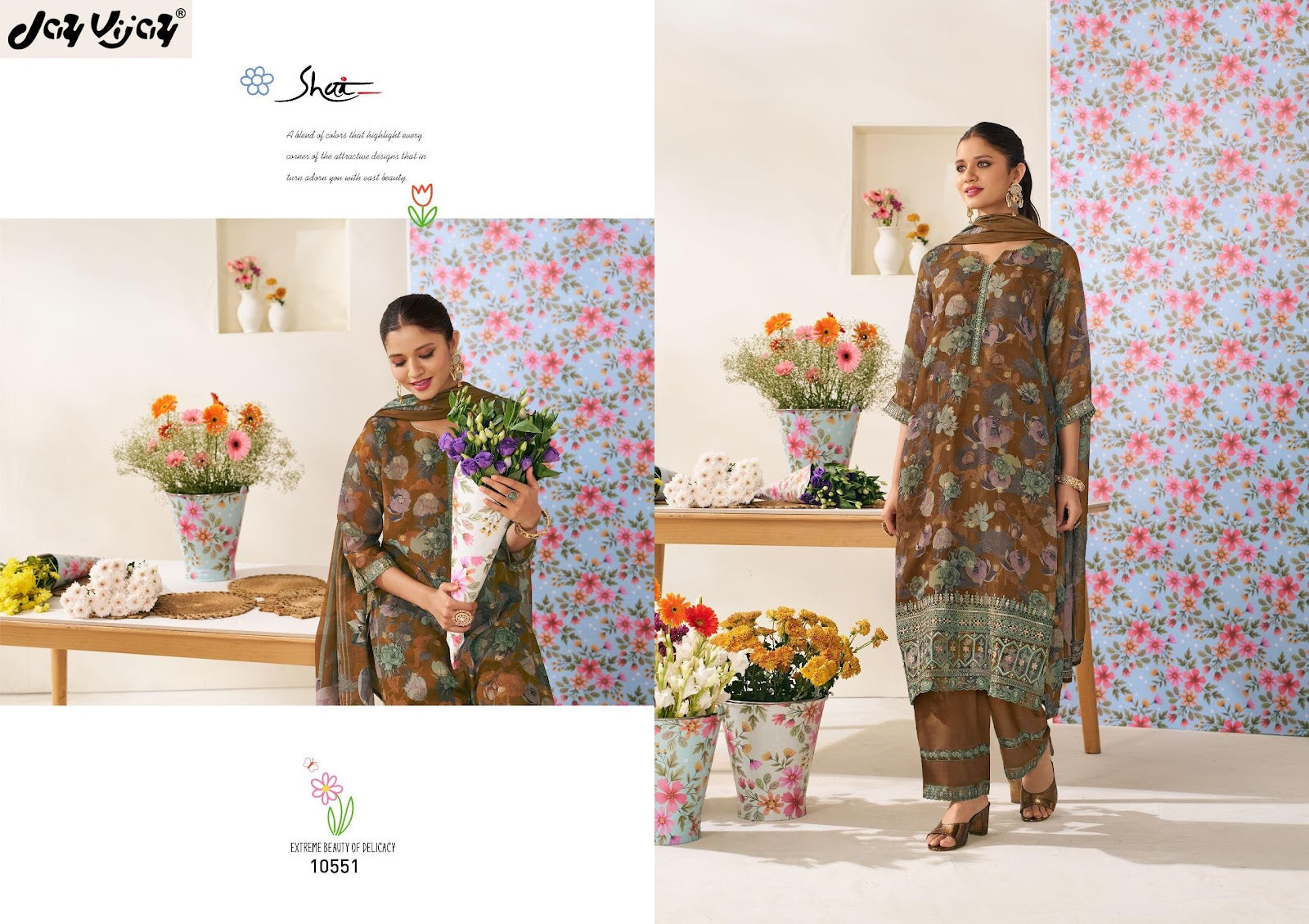 Phoolsaaz Jay Vijay Organza Pant Style Suits Wholesaler India