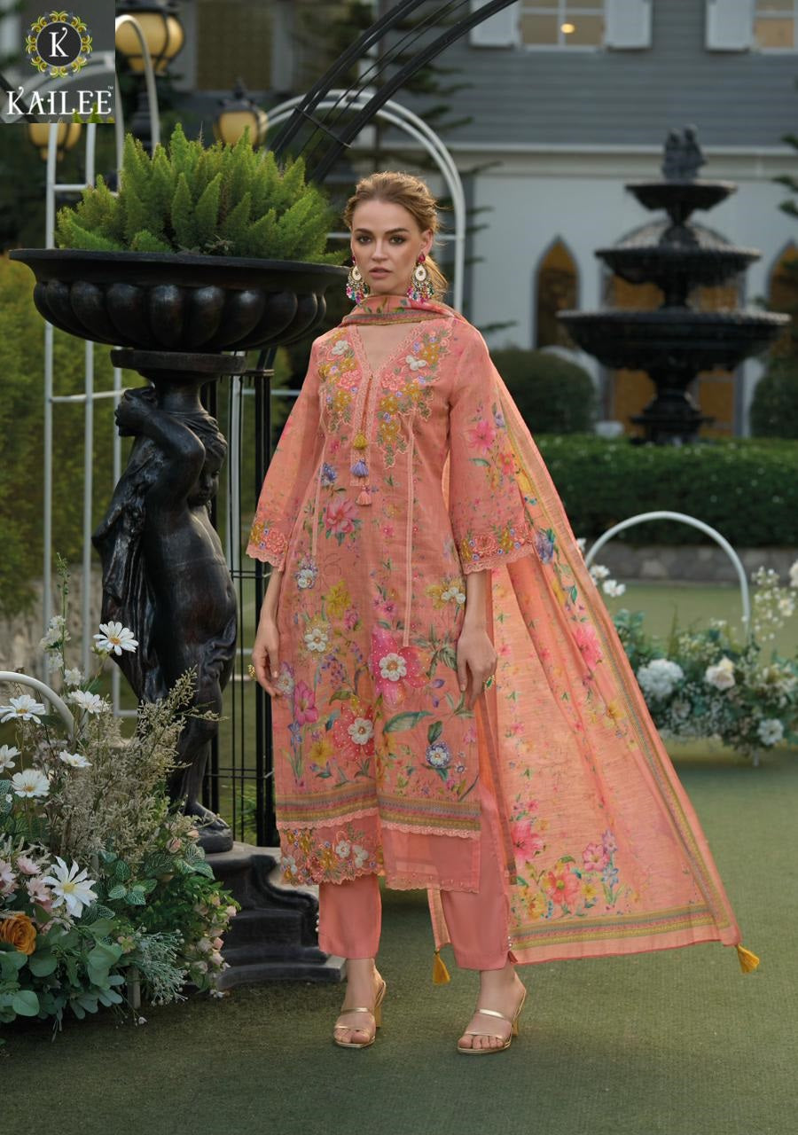 Phulkari Kailee Fashion Linen Readymade Pant Style Suits Manufacturer India