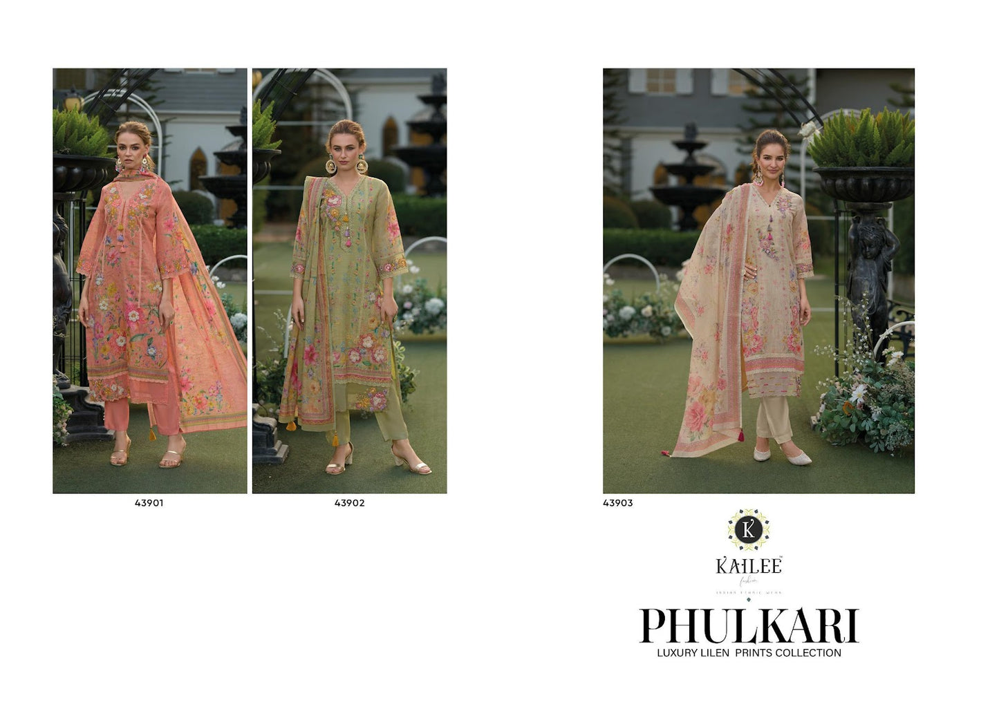 Phulkari Kailee Fashion Linen Readymade Pant Style Suits Manufacturer India