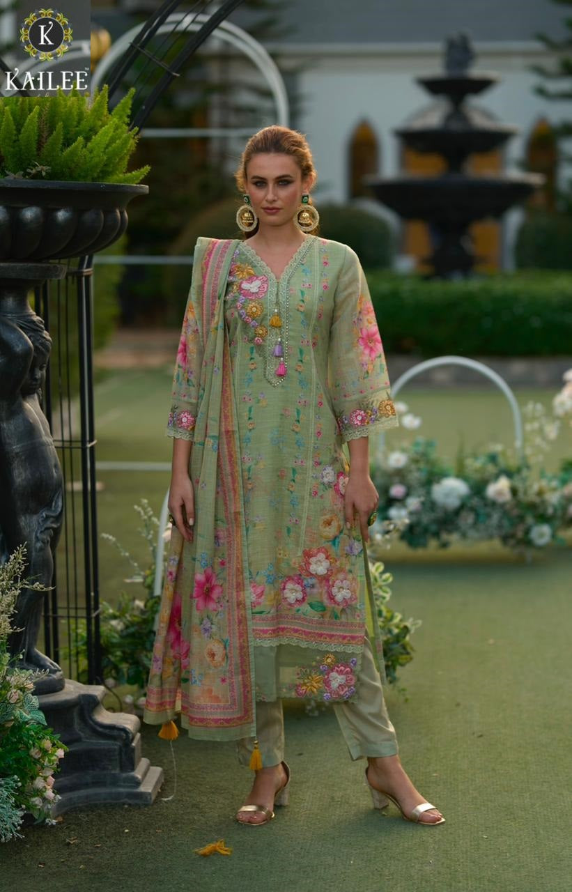 Phulkari Kailee Fashion Linen Readymade Pant Style Suits Manufacturer India