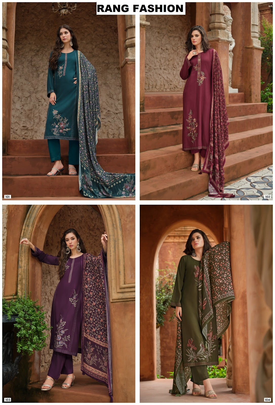 Phulkari Rang Fashion Pashmina Suits Supplier Gujarat