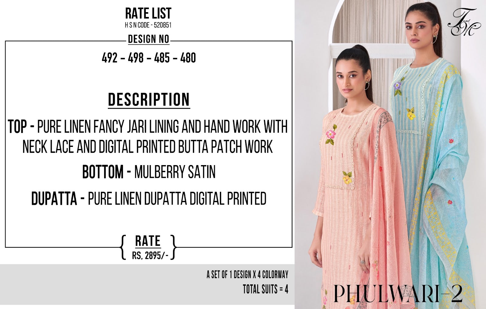 Phulwari 2 Tm Linen Pant Style Suits Supplier Gujarat