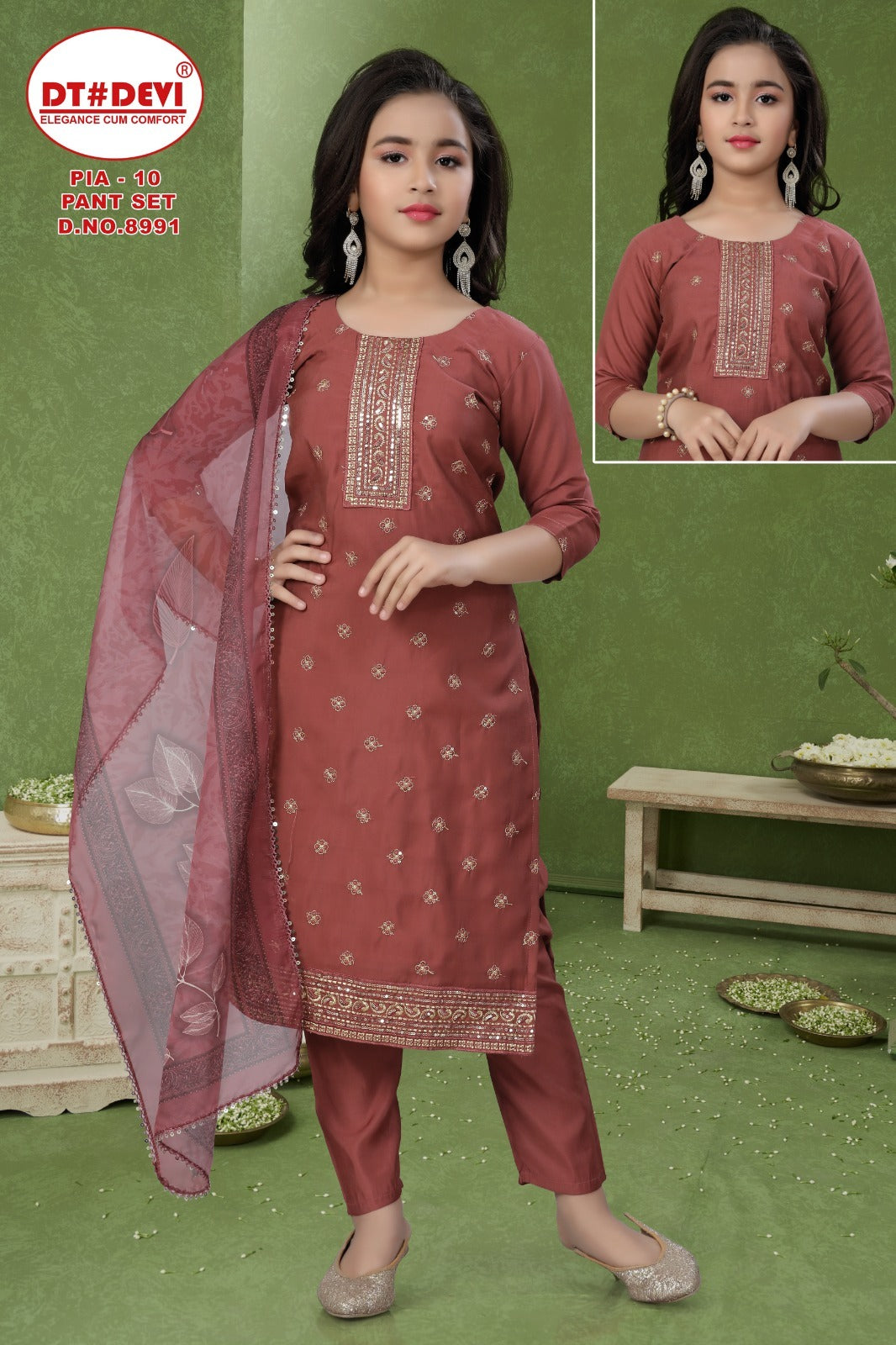 Pia Vol 10 Dn 8991 Dt Devi Roman Girls Readymade Pant Suits Supplier Gujarat