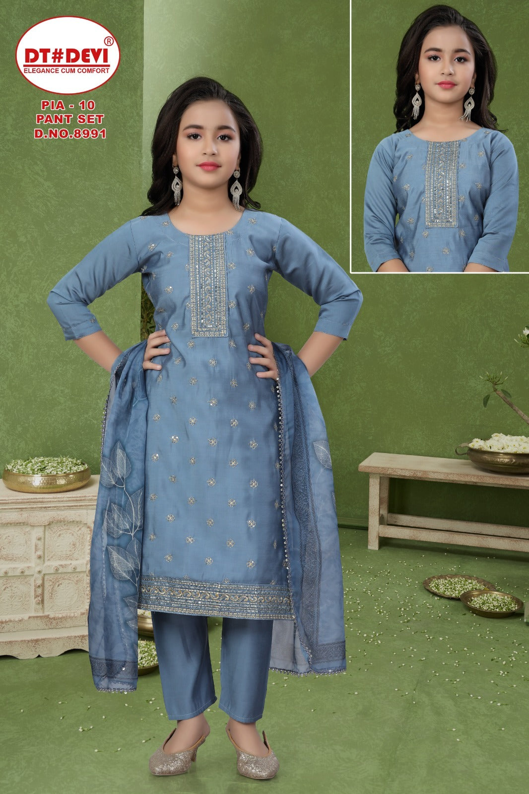 Pia Vol 10 Dn 8991 Dt Devi Roman Girls Readymade Pant Suits Supplier Gujarat