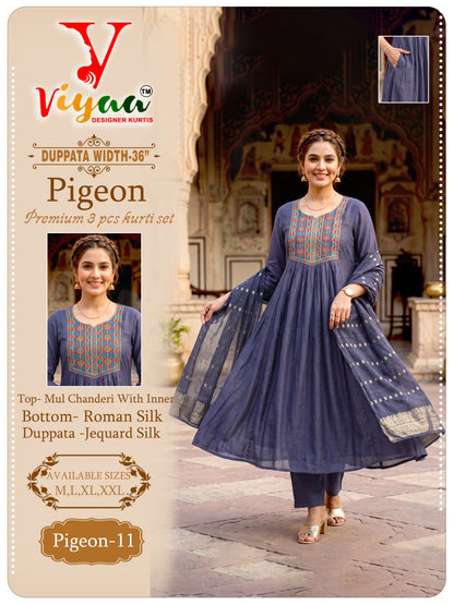 Pigeon Viyaa Chanderi Readymade Anarkali Suits Exporter India
