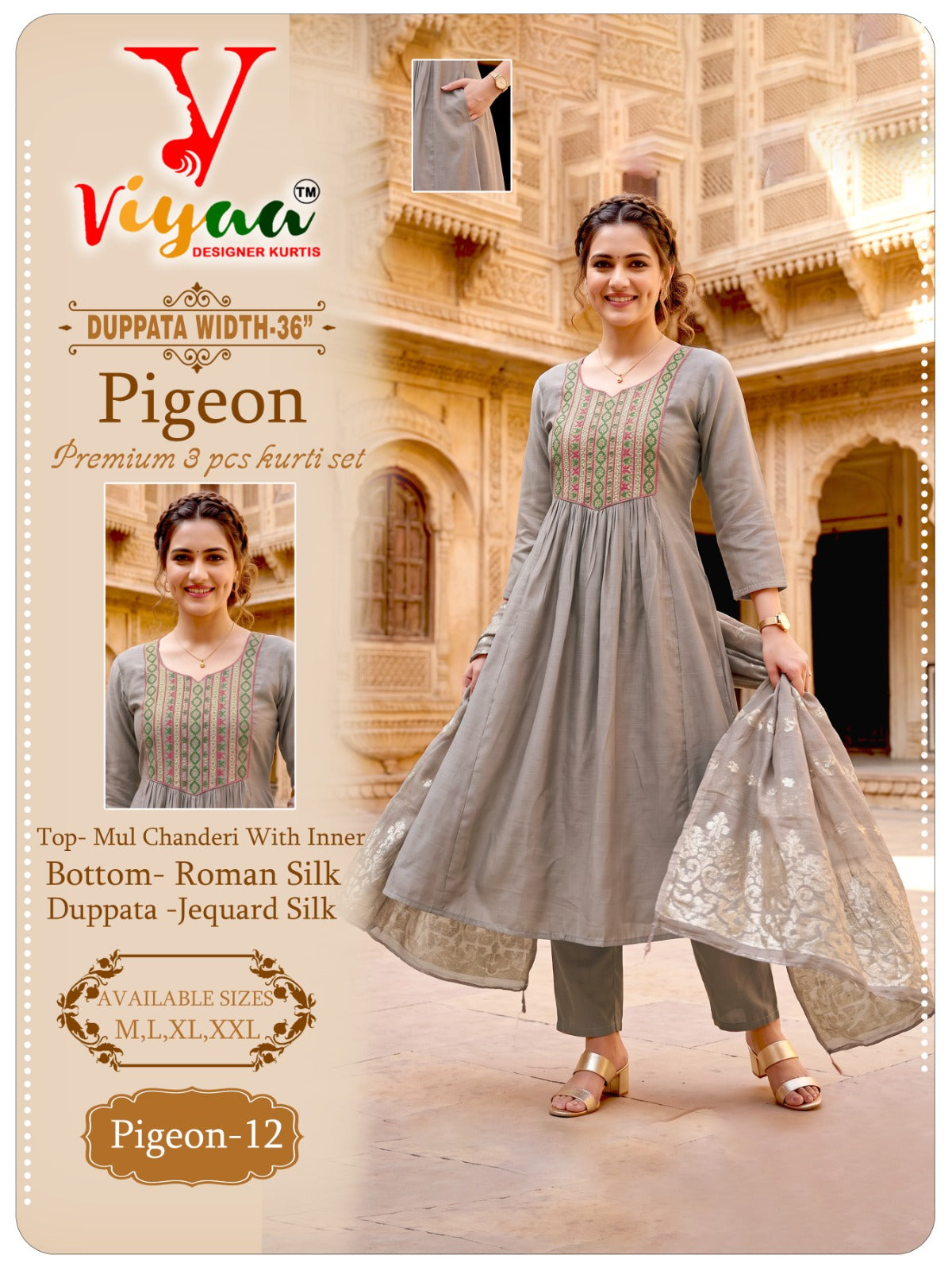 Pigeon Viyaa Chanderi Readymade Anarkali Suits Exporter India
