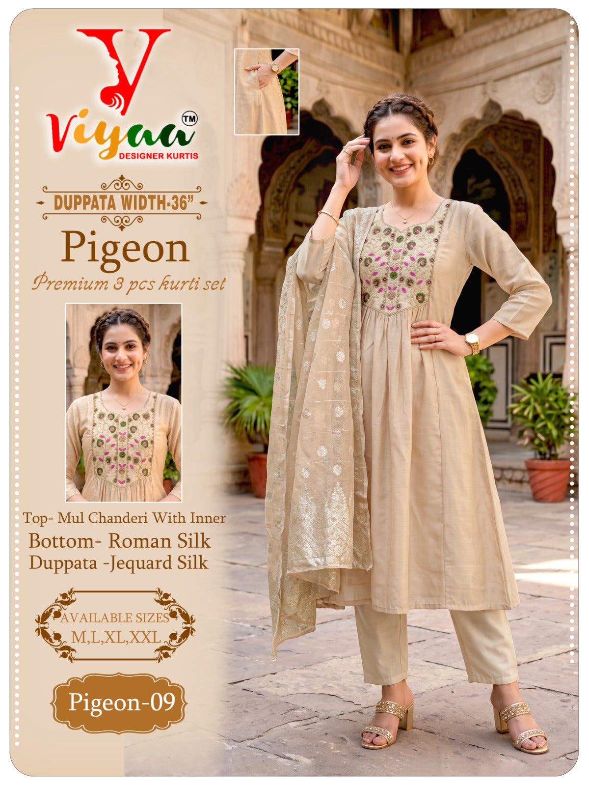 Pigeon Viyaa Chanderi Readymade Anarkali Suits Exporter India