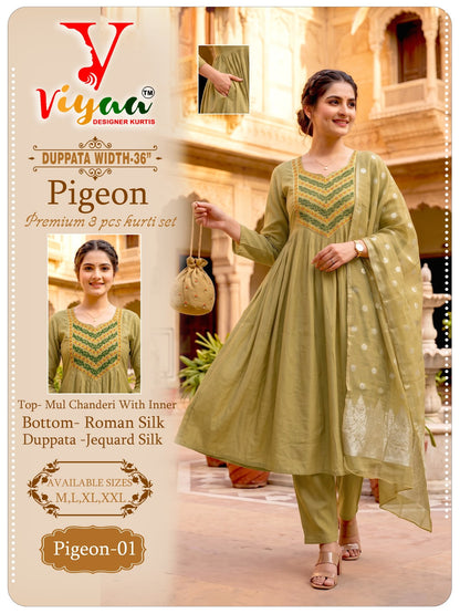 Pigeon Viyaa Chanderi Readymade Anarkali Suits Exporter India