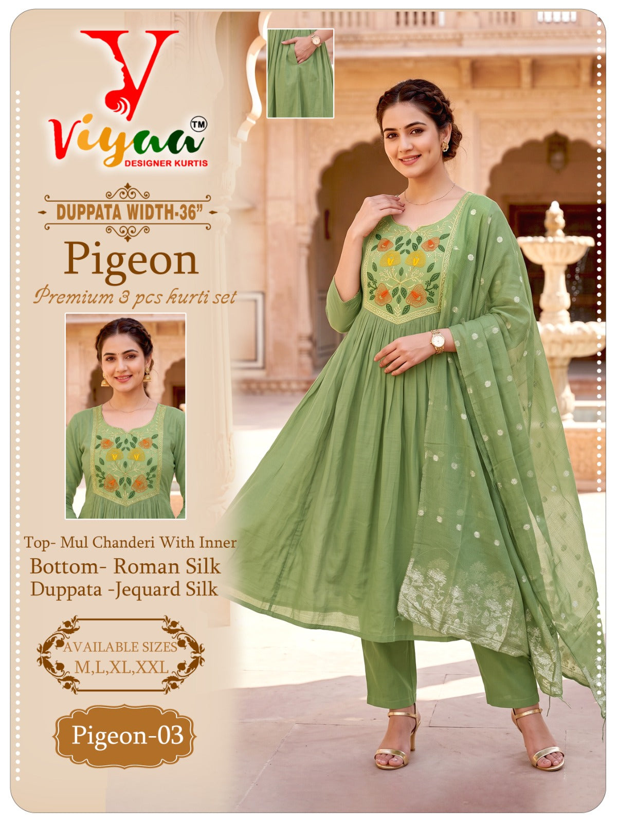 Pigeon Viyaa Chanderi Readymade Anarkali Suits Exporter India