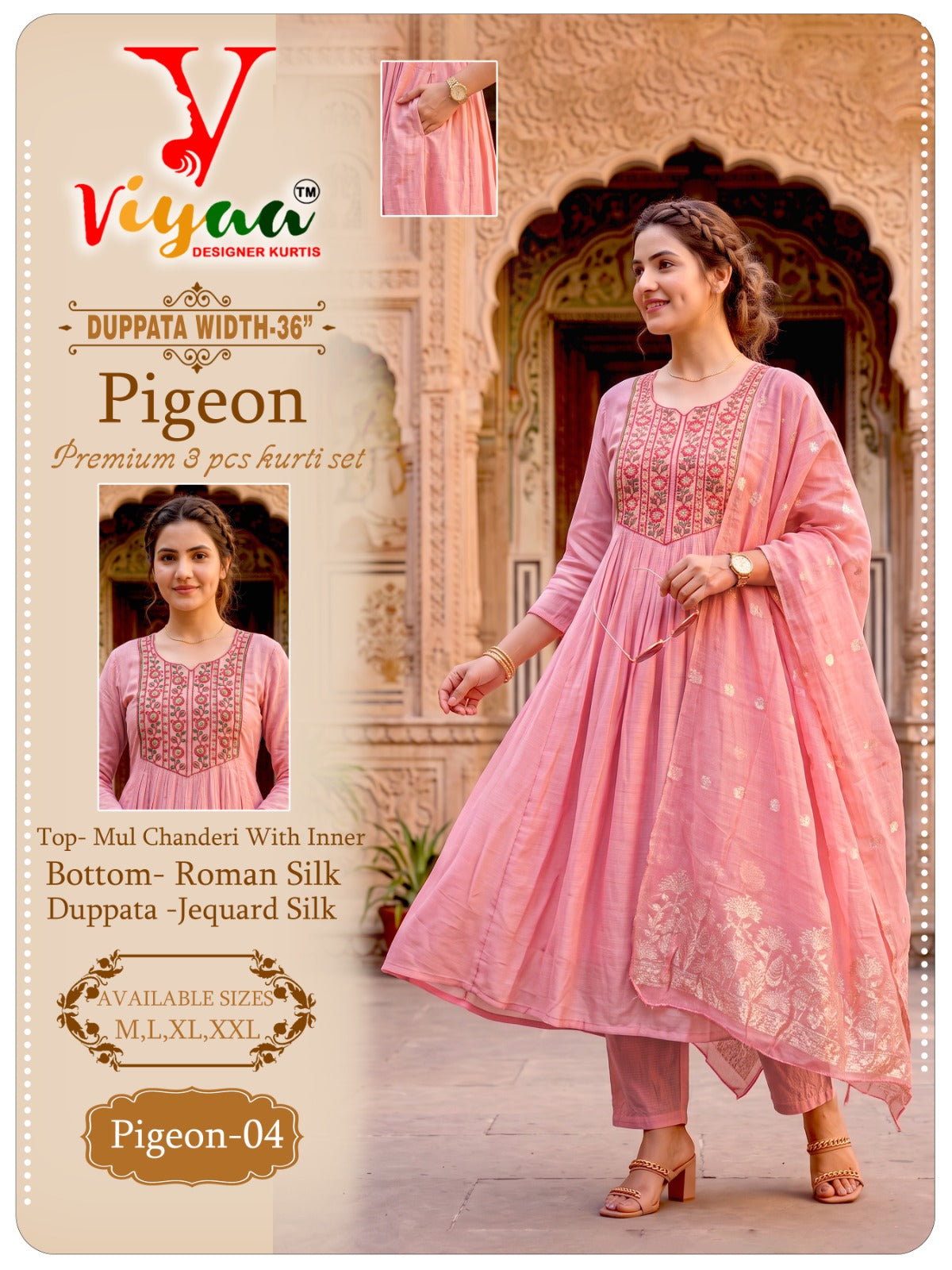 Pigeon Viyaa Chanderi Readymade Anarkali Suits Exporter India