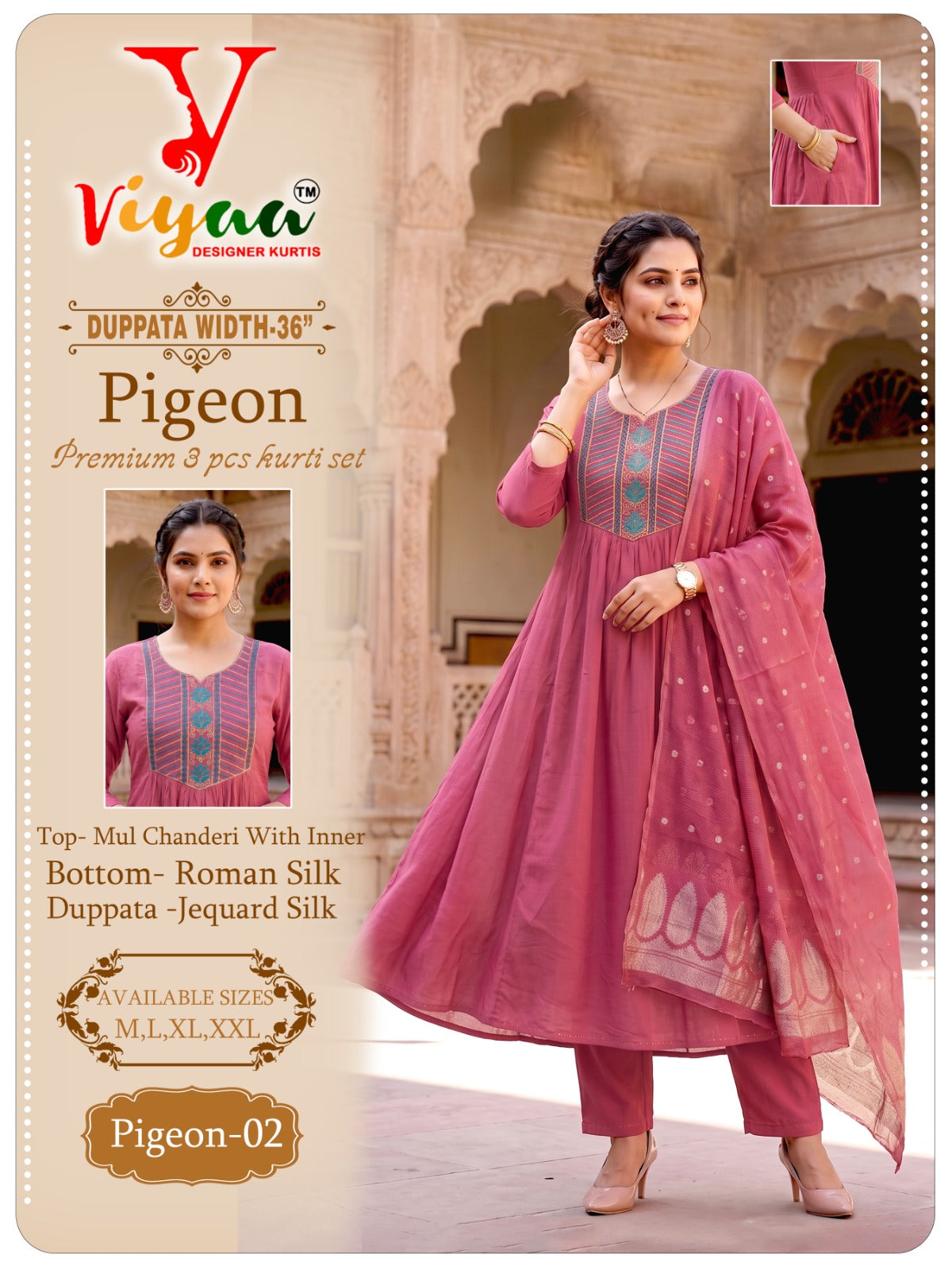 Pigeon Viyaa Chanderi Readymade Anarkali Suits Exporter India