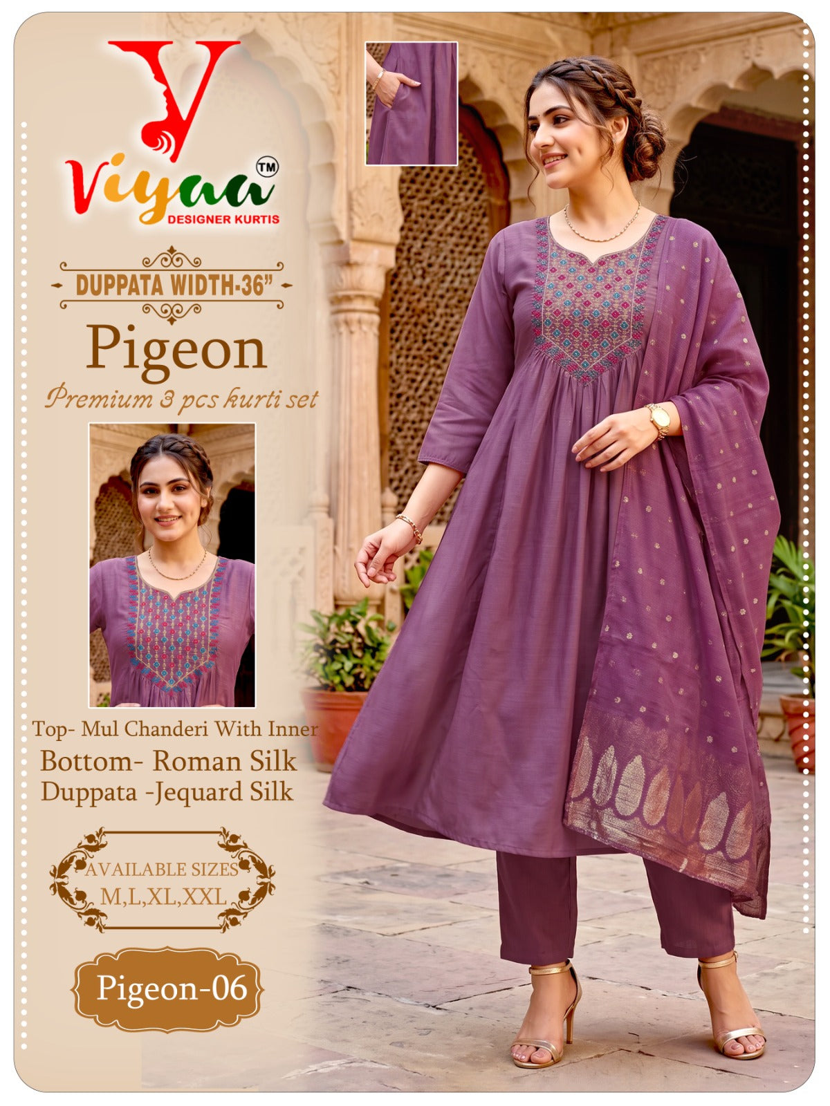 Pigeon Viyaa Chanderi Readymade Anarkali Suits Exporter India