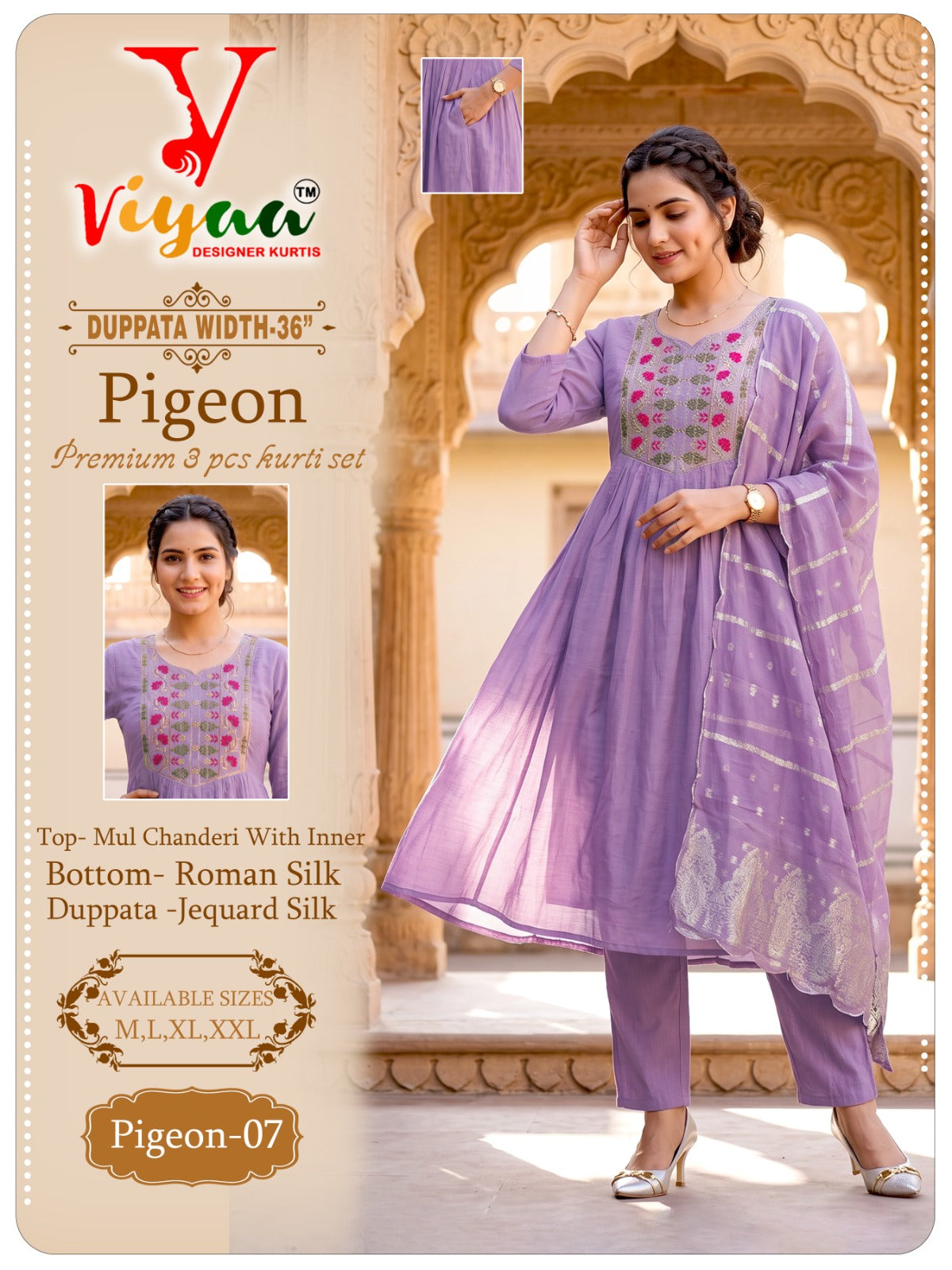 Pigeon Viyaa Chanderi Readymade Anarkali Suits Exporter India