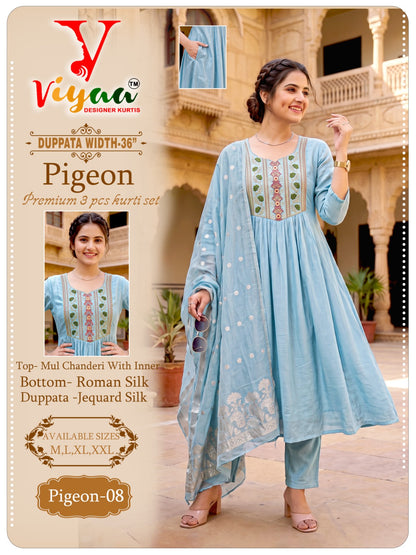 Pigeon Viyaa Chanderi Readymade Anarkali Suits Exporter India