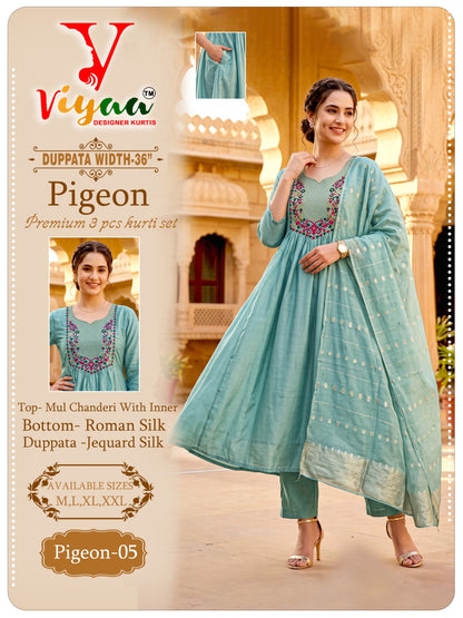 Pigeon Viyaa Chanderi Readymade Anarkali Suits Exporter India