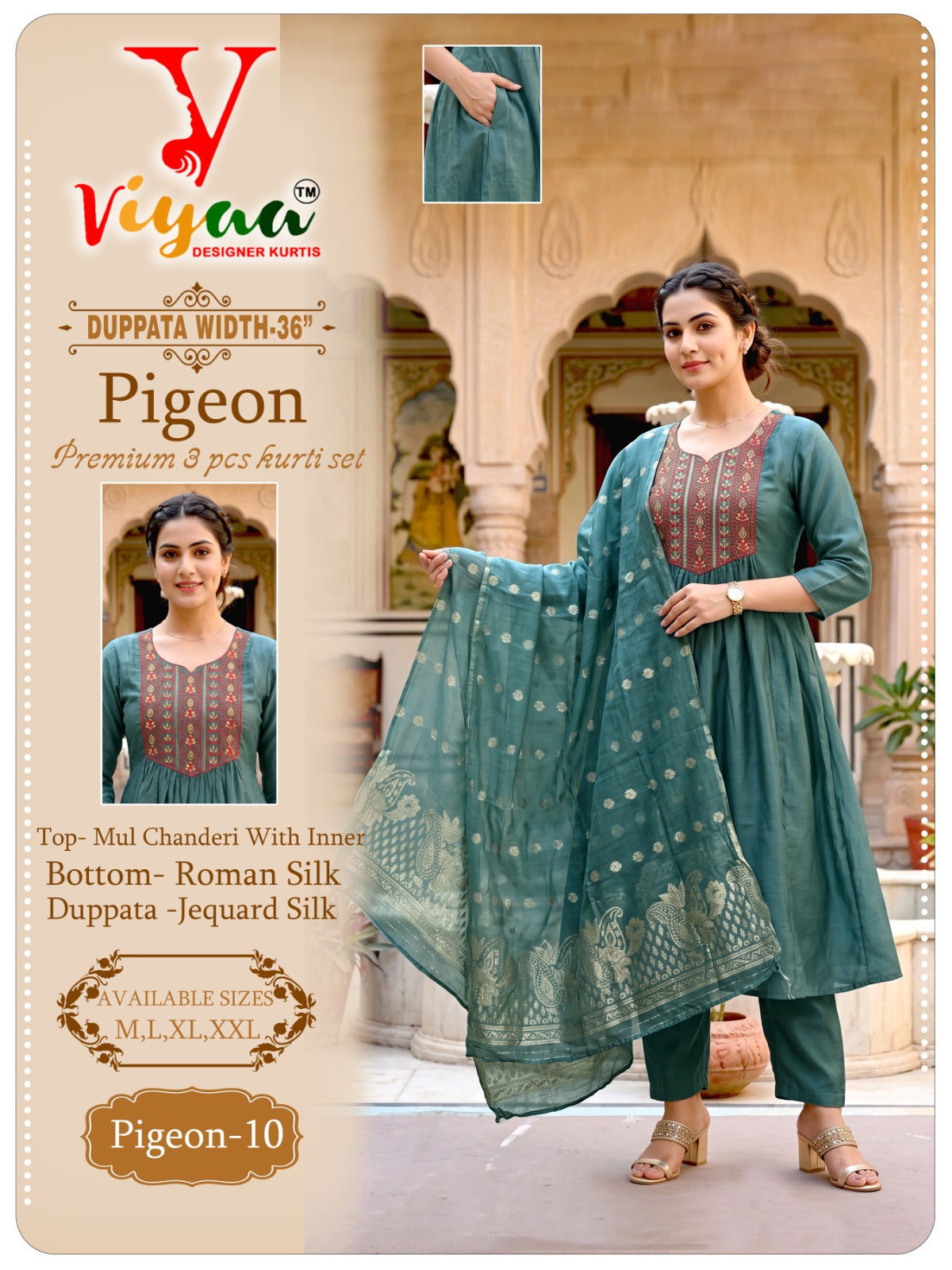 Pigeon Viyaa Chanderi Readymade Anarkali Suits Exporter India