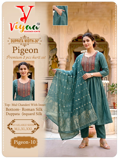 Pigeon Viyaa Chanderi Readymade Anarkali Suits Exporter India