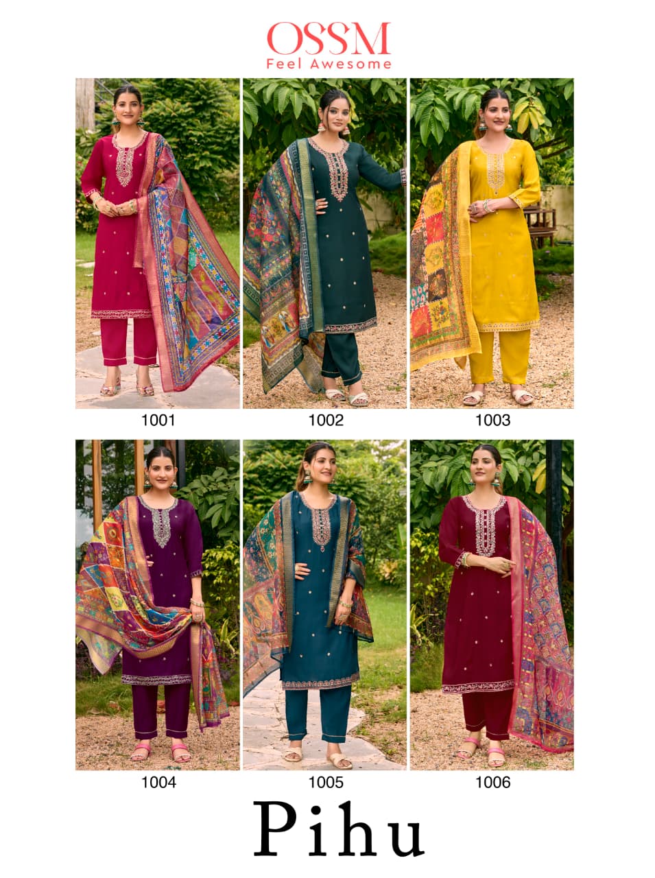 Pihu Ossm Roman Silk Readymade Pant Style Suits Wholesaler India