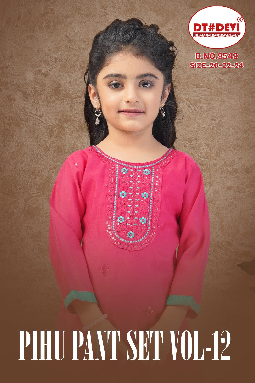Pihu Vol 12 9549 Dt Devi Roman Silk Girls Readymade Pant Suits Manufacturer