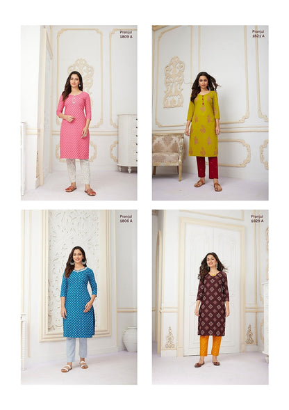 Pihu Vol 18 Pranjul Cotton Knee Length Kurtis Exporter India