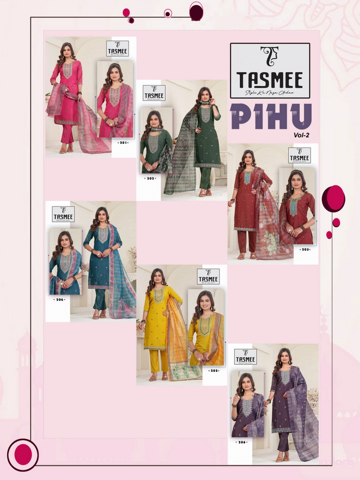 Pihu Vol 2 Tasmee Roman Readymade Pant Style Suits Supplier Ahmedabad