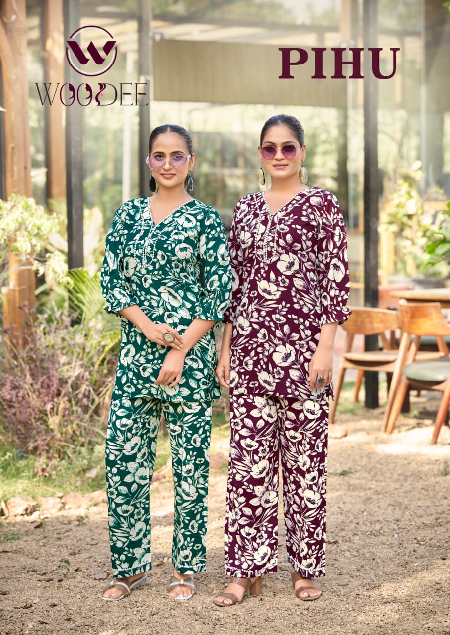 Pihu Woodee Liva Rayon Co Ord Set Supplier Ahmedabad