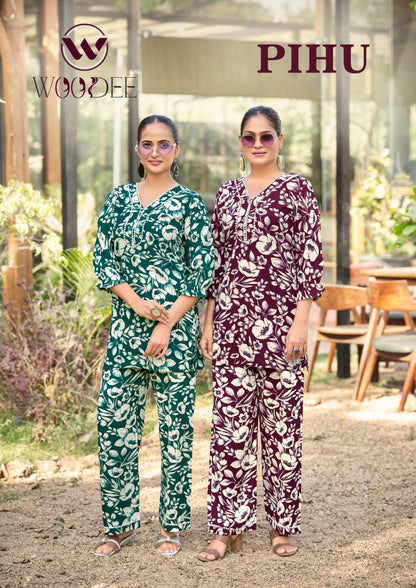 Pihu Woodee Liva Rayon Co Ord Set Supplier Ahmedabad